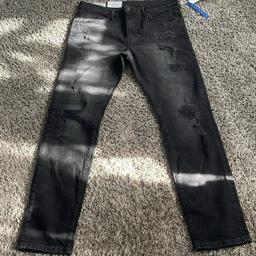 h&m conscious collection black distressed jeans skinny coupe moulante